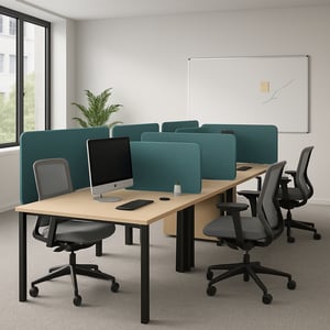 Espace de travail avec des bureaux bench et des cloisons accoustique-1